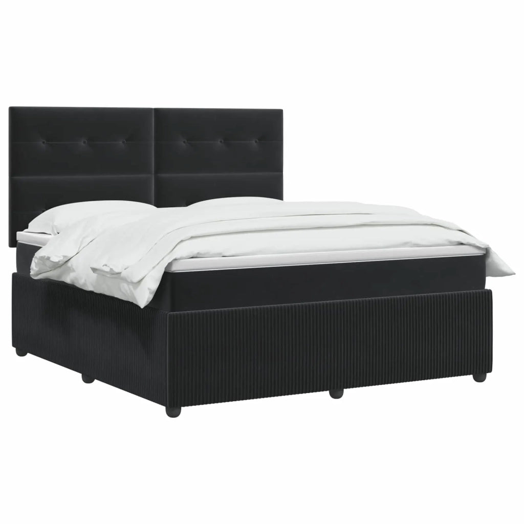 Letto box spring con materasso Nero 160 x 200 cm Velluto 3454639