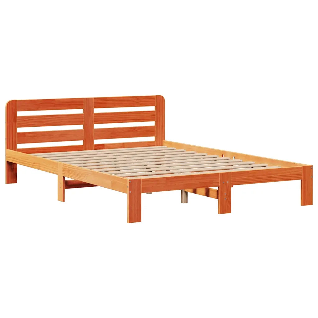 Letto Libreria senza Materasso Marrone Cera 150x200 cm in Pino 3309967