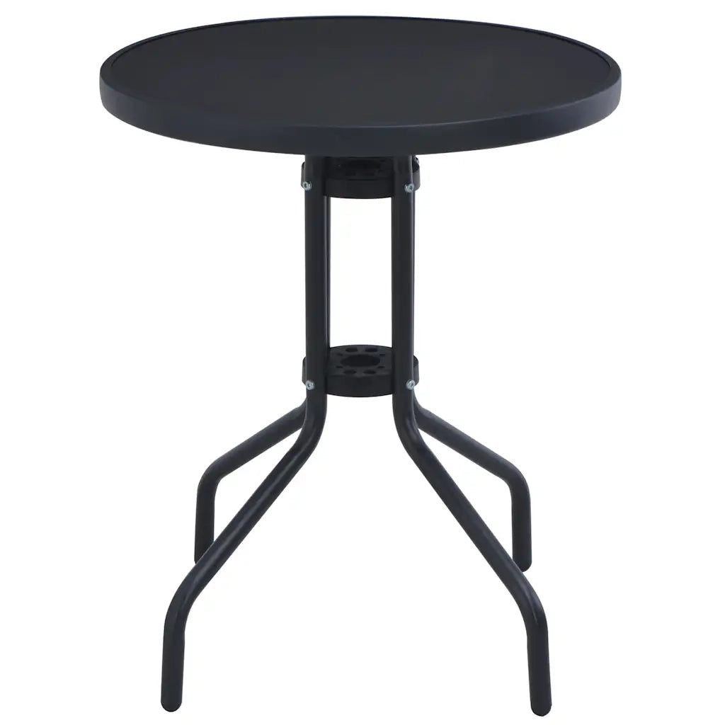 Tavolo da Giardino | Tavolino da esterno Nero 80 cm in Acciaio e Vetro