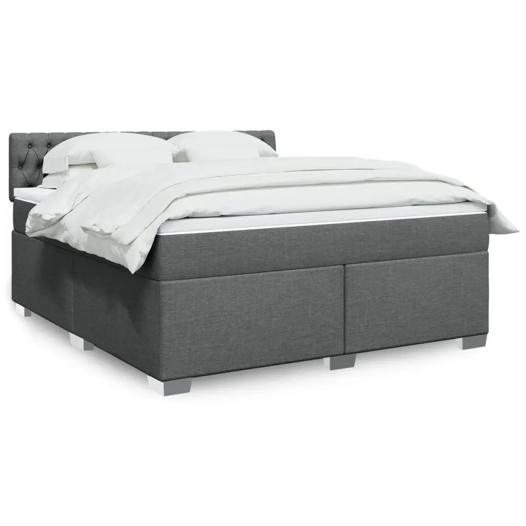 Giroletto a Molle con Materasso Grigio Scuro 180x200 cm Tessuto