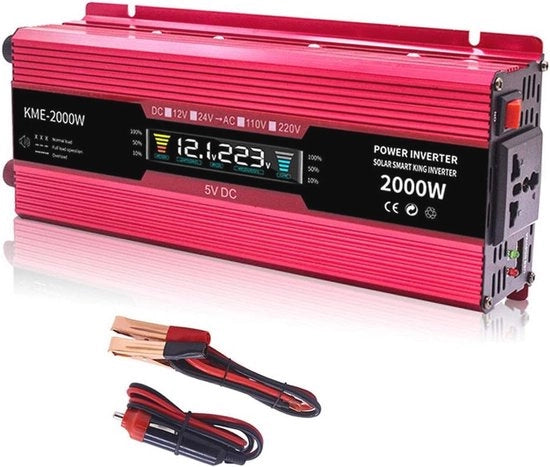 Omvoltore 1000W/2000W Pico - DC 12V a AC 230V | Omvoltore con Display LCD e Connettore Sigaretta