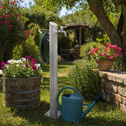 Fontana da giardino a colonna esterno tiglio acciaio inox spazzolato h 95 cm *** confezione 1