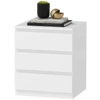 Cassettiera 3 Cassetti con Chiusura Rallentata, Stile Moderno 45x40x52,8 cm Bianco