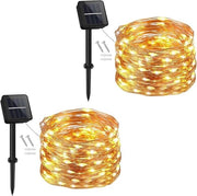 Due fili di illuminazione solare per esterni - 120 led - 12 m - 8 modalità - filo di rame impermeabile per giardino balcone terrazzo portico cortile matrimonio festa