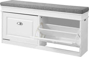 Bancopiedi a 2 gomiti - 104x52x24 cm - Bianco/Grigio