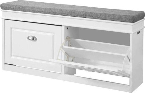 Bancopiedi a 2 gomiti - 104x52x24 cm - Bianco/Grigio