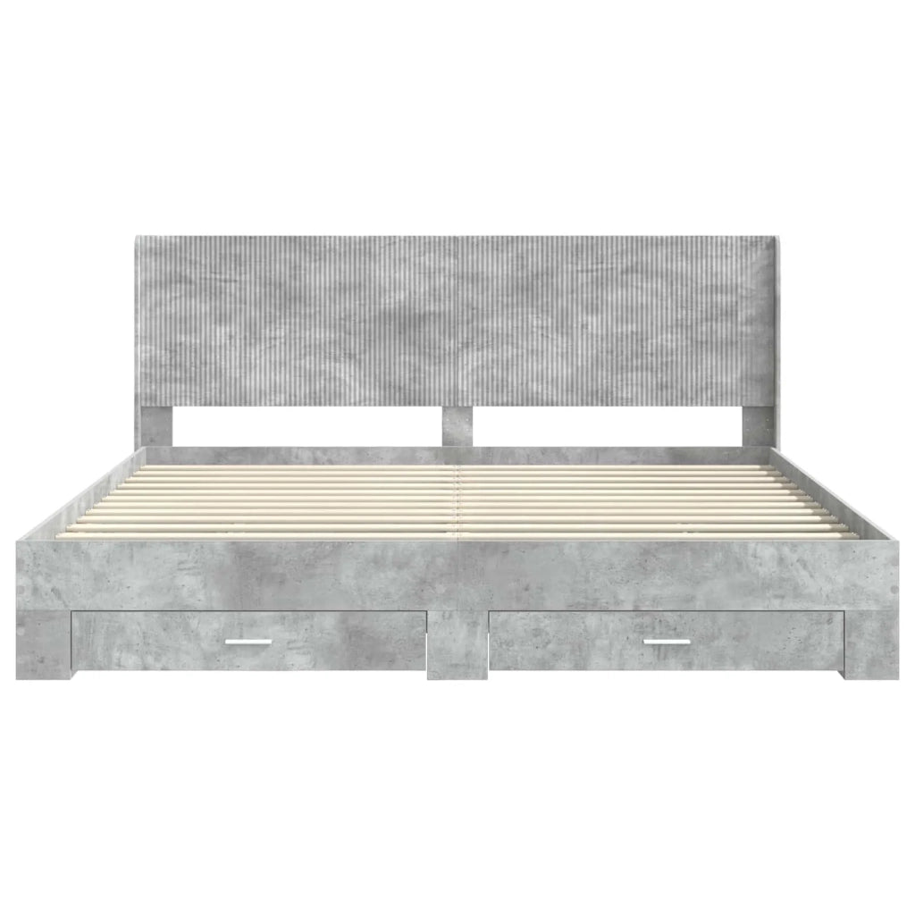 Struttura del letto con stoccaggio e testata Grigio Cemento 3414082