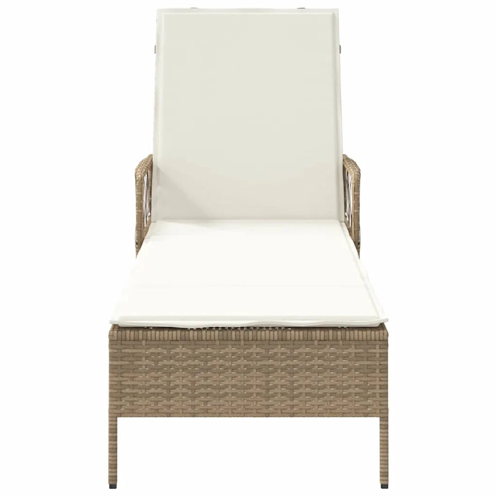 Lettino da sole Beige e Bianco Crema 200 x 55 x 92 cm 365429