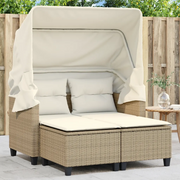 Divano Giardino 2 Posti Baldacchino e Sgabelli Beige Polyrattancod mxl 113478