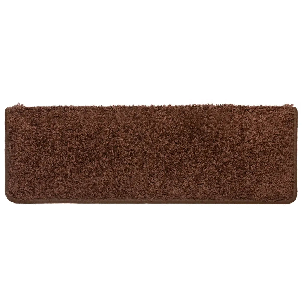 Tappetini per scale 10 pz 65x21x4 cm Marrone Bordo rettangolare 149821