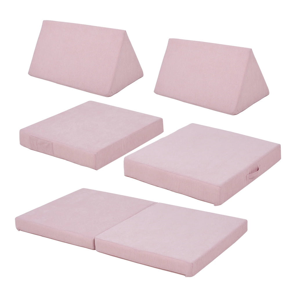 Set divano e poltrona da gioco 5 pezzi 120 x 66 x 46 cm velluto a coste rosa 03_0009144