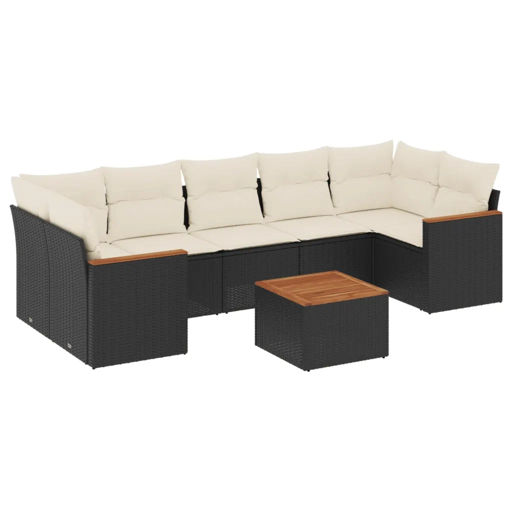 Set Divani da Giardino con Cuscini 8 pz Nero in Polyrattan 3258213