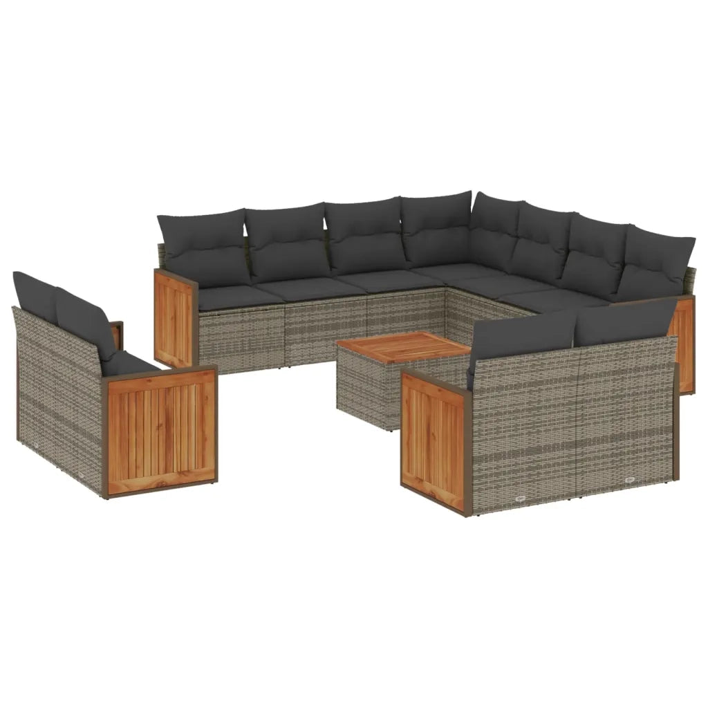 Set Divani da Giardino 12 pz con Cuscini Grigio in Polyrattan 3260590
