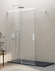Porta doccia scorrevole 1+1 THALASSA (BASIC) walk-in 100 cm Profilo Bianco vetro trasparente