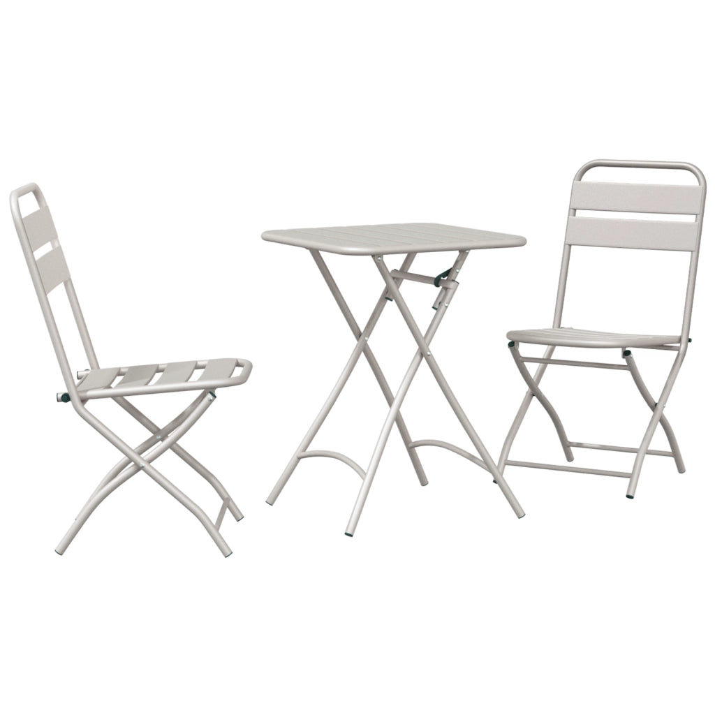 Set Bistro Pieghevole 3 Pezzi Beige in Acciaio