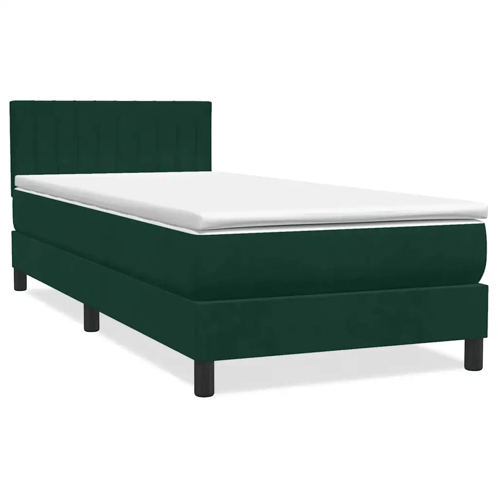 Giroletto a Molle con Materasso Verde Scuro 80x220 cm Velluto