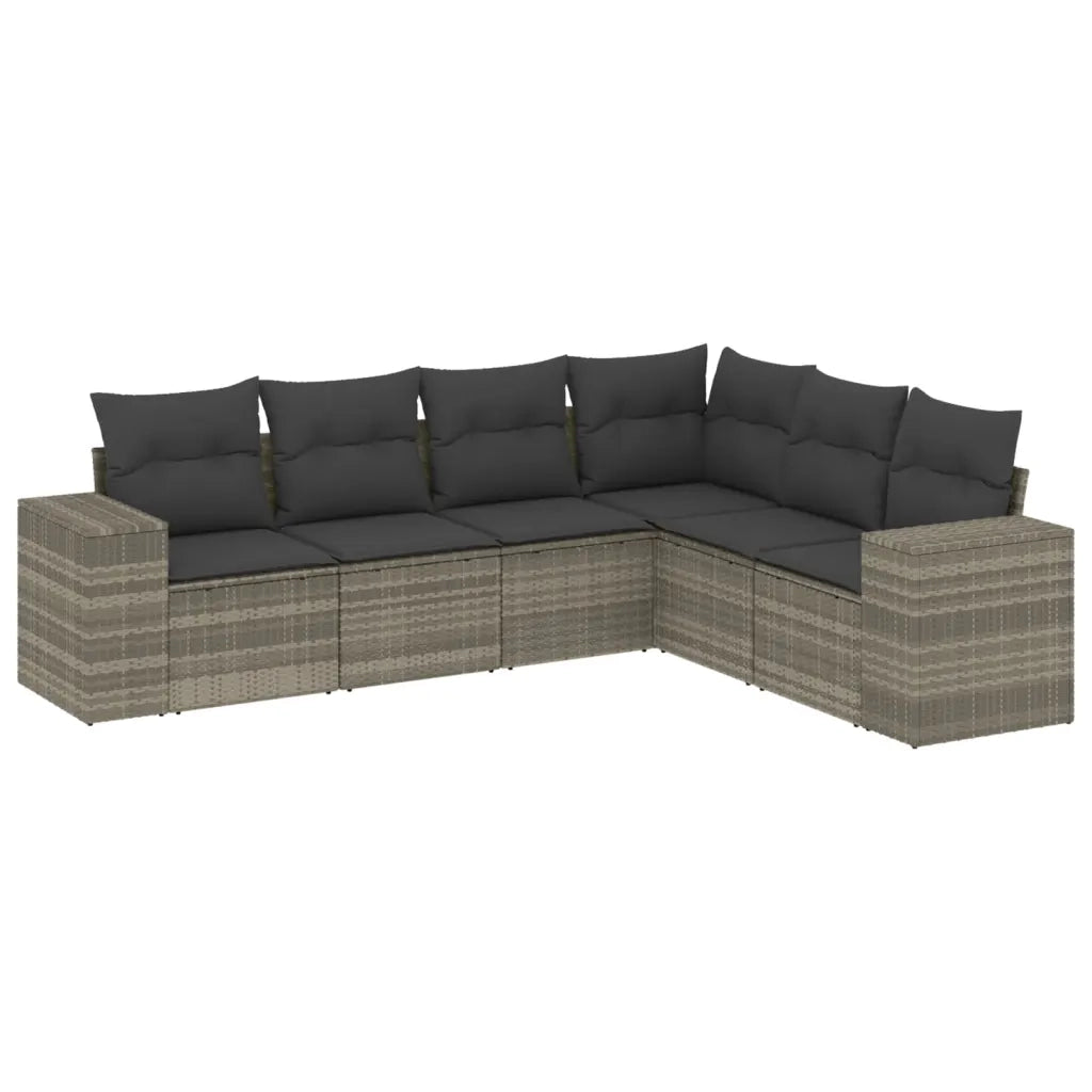 Set Divano da Giardino 6pz con Cuscini Grigio Chiaro Polyrattan