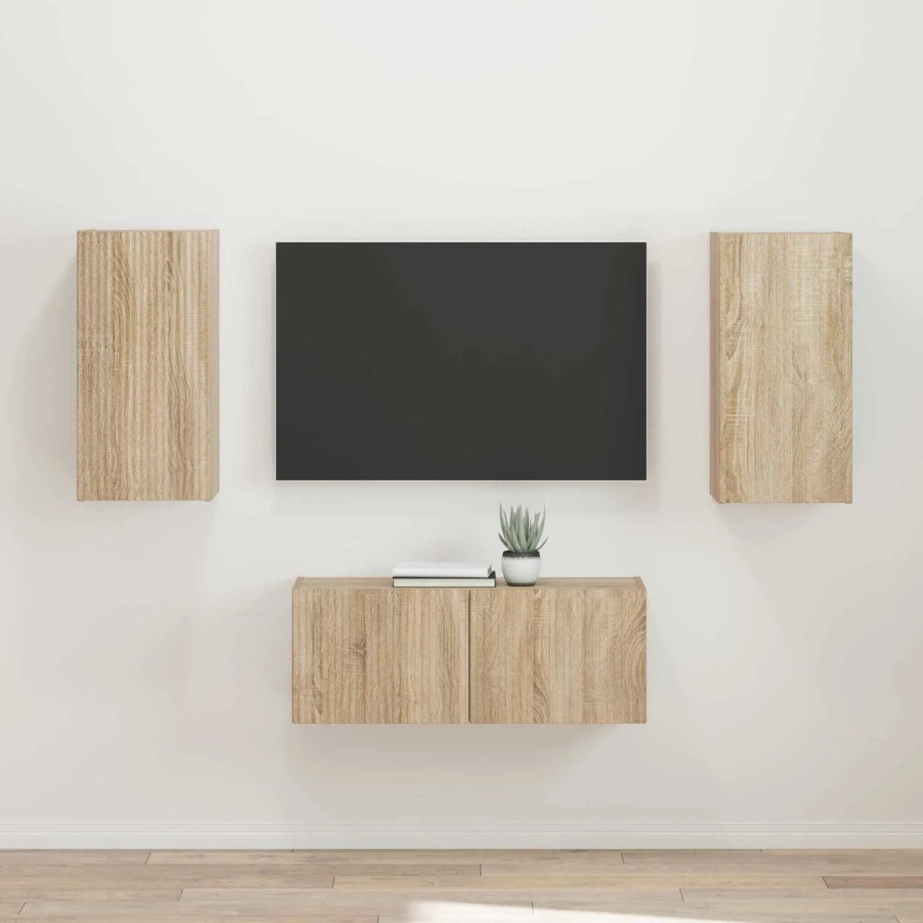 Set mobile TV 2 pz-Credenza per TV Rovere Sonoma Legno multistrato 358657