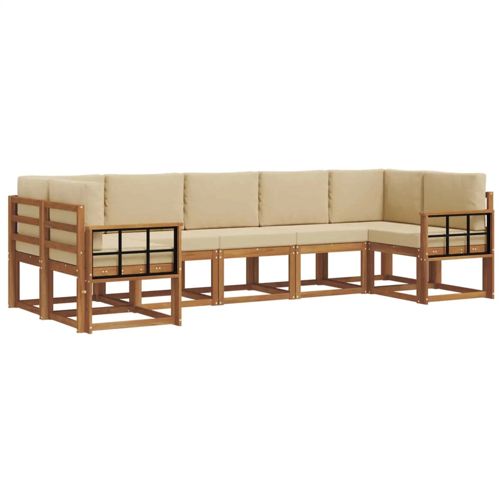 Set di divani da esterno con cuscino 7 pcs Naturale e Beige