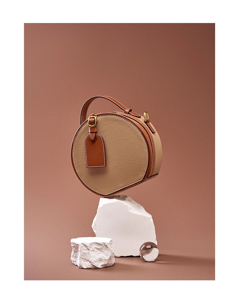 Borsa tote da donna in vera pelle metallizzata marrone