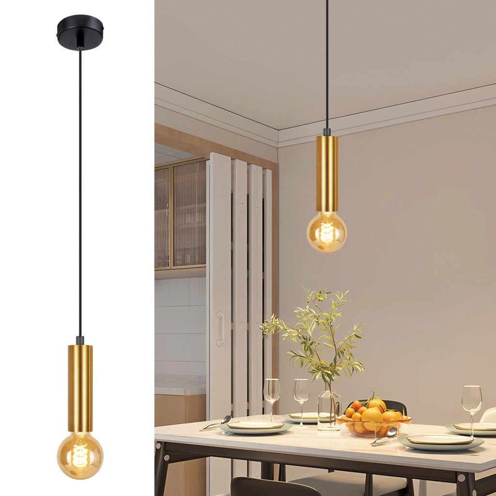 Lampada a sospensione ZMH per sala da pranzo 1 fiamma E27 oro Lampada a sospensione in metallo per camera da letto