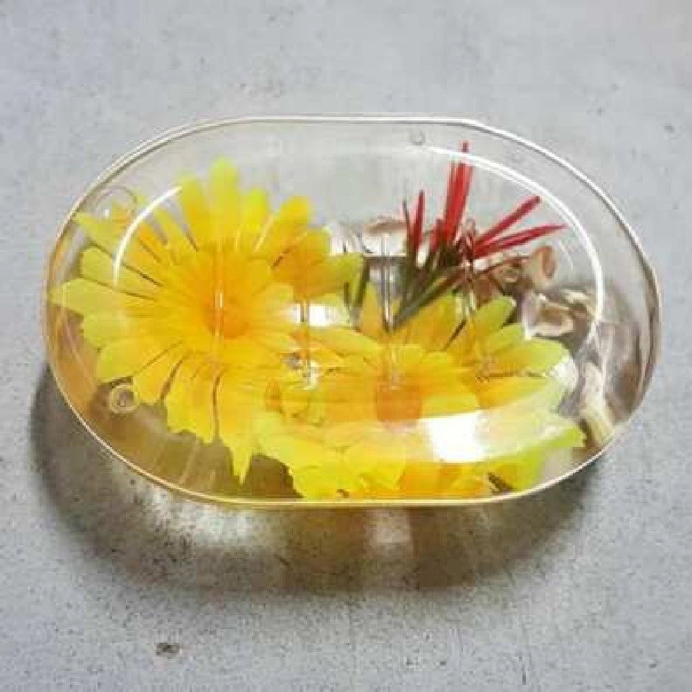 Trade Shop - Porta Sapone Portasapone Decorato Fiore Girasole Bagno Accessorio 52379 -