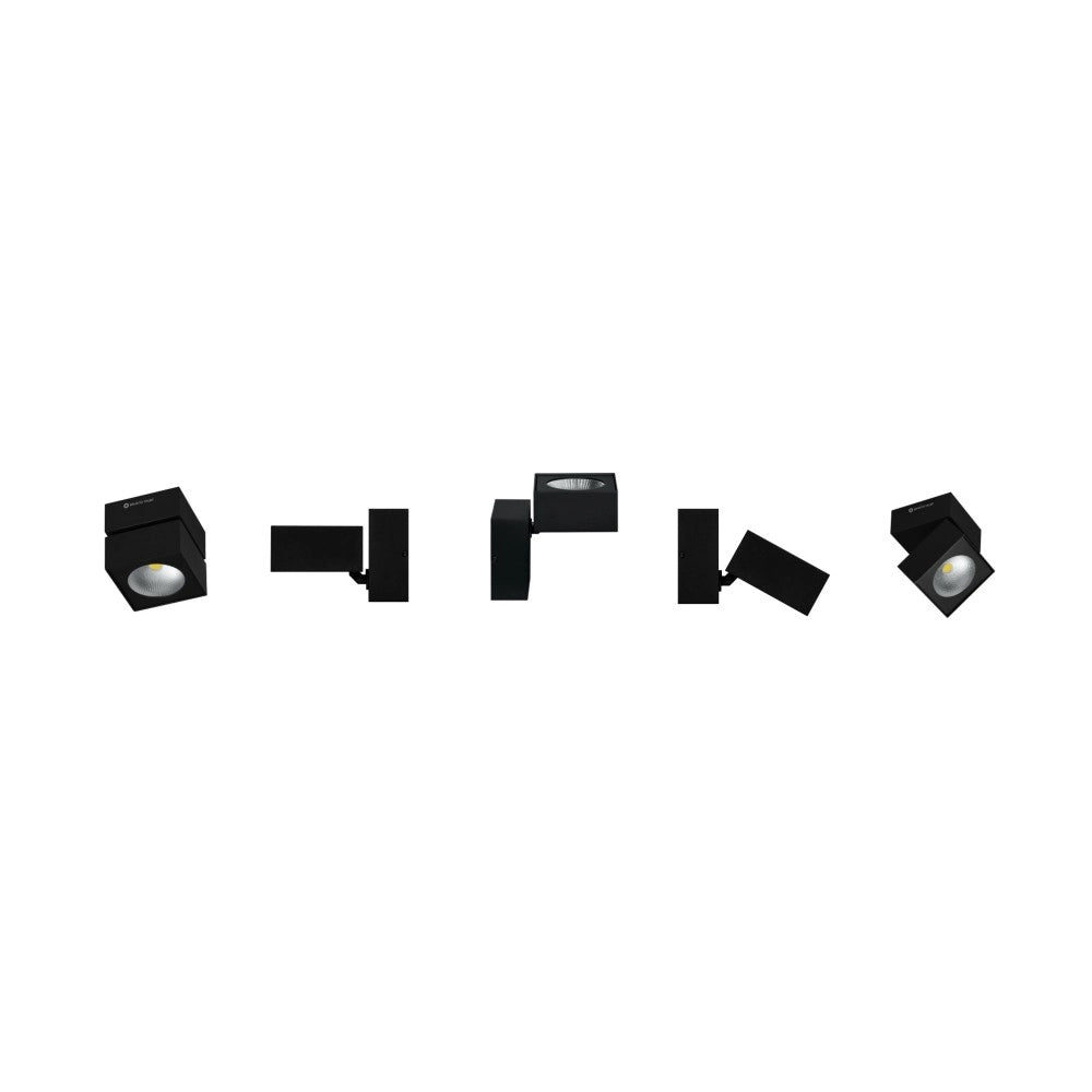 Applique Rubyc tricolore da 14w a led orientabile quadrata nera