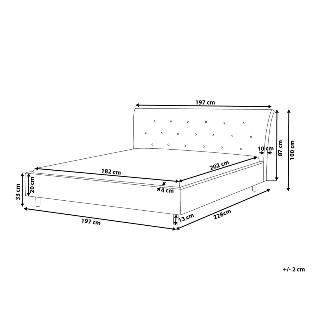 Letto a doghe Tessuto in poliestere grigio scuro Gambe in legno imbottite Testiera capitonné 180 x 200 cm