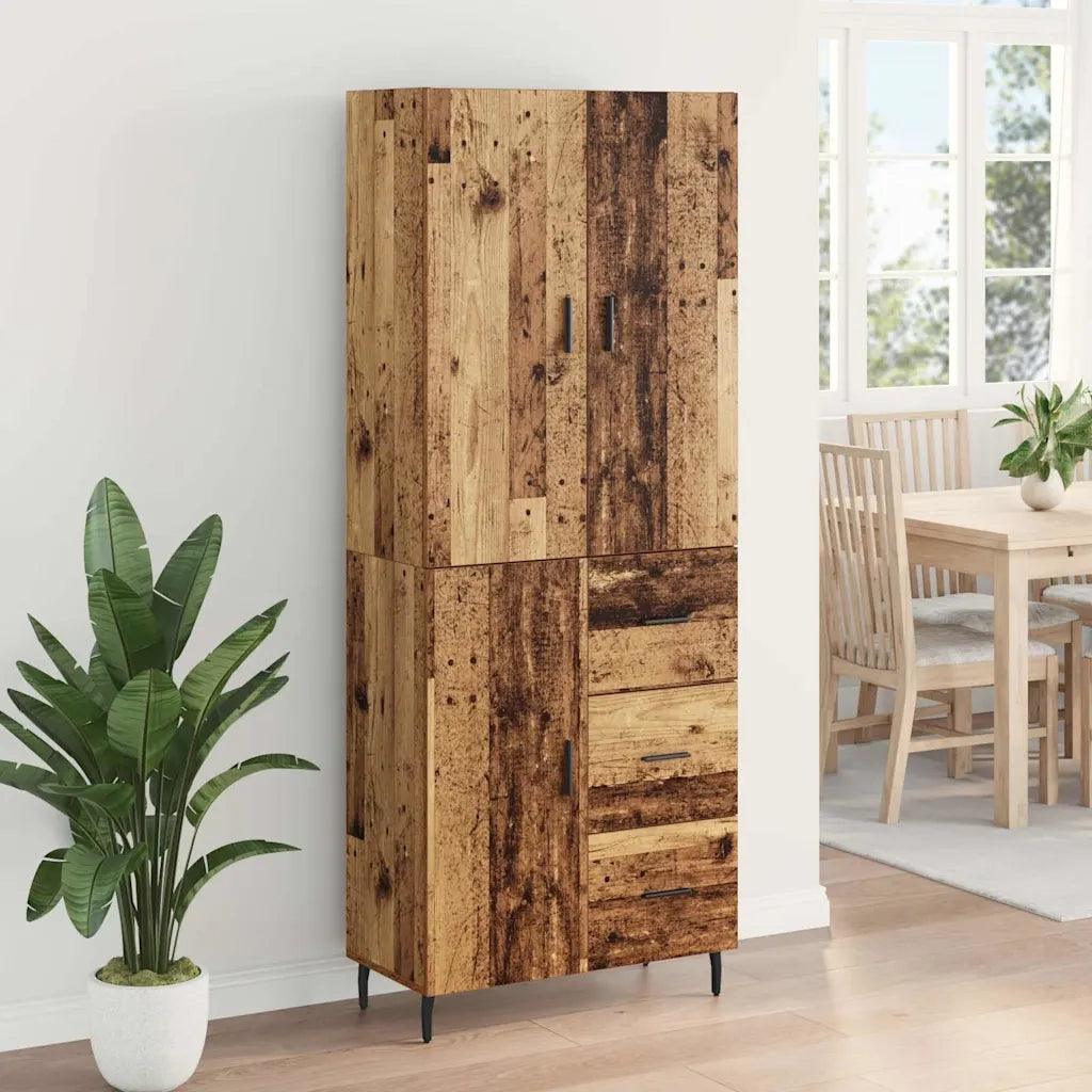 Credenza 2 pcs Legno vecchio Legno Stratificato e Vetro 3415770