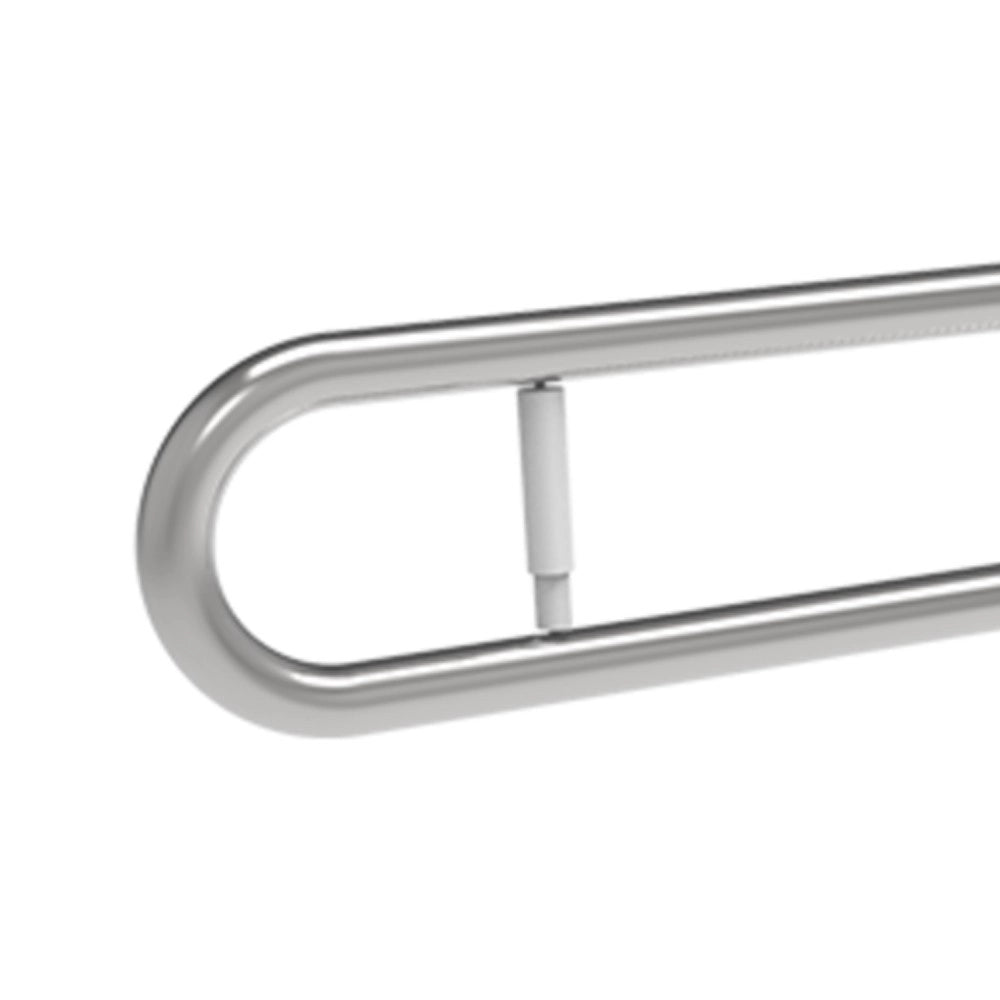 Barra maniglione ribaltabile cm 83 con porta rotolo e piastra lunga inox bianco