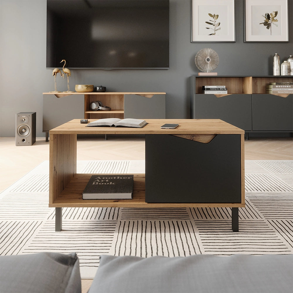 Vicco Tavolino da salotto Antracite/Artisan 90 x 50 cm con 1 porta