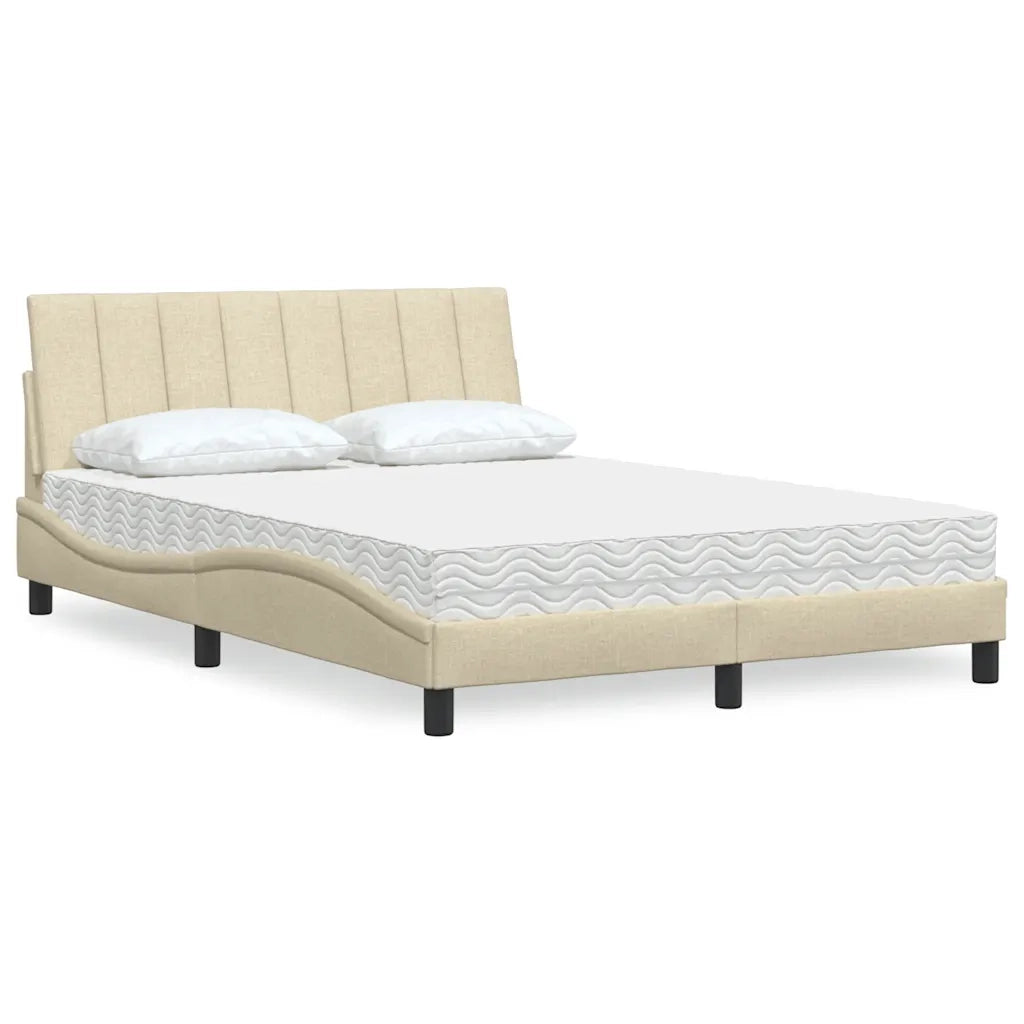 Letto con Materasso Hanko Crema 120x200 cm in Tessuto