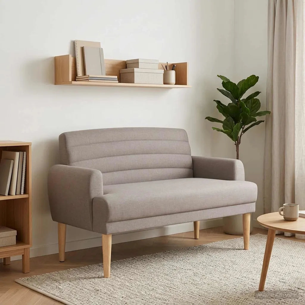 Loveseat con bottoni imbottiti Tortora 116 x 67 x 80 cm Tessuto 42041781