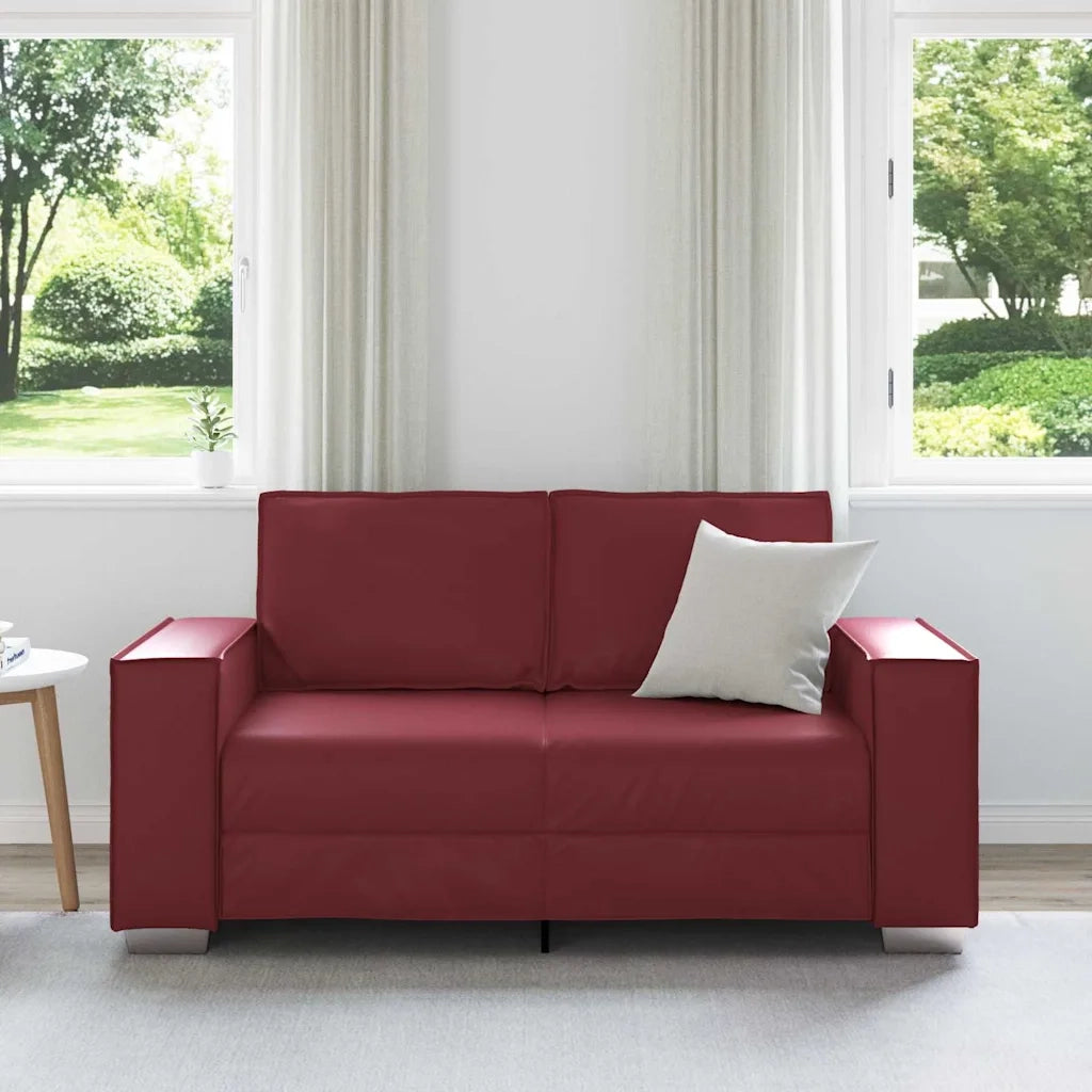Divano a due posti Rosso Vino 160 cm Pelle Sintetica 4105048