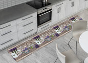 Tappeto Passatoia Cucina Antiscivolo Stampa Digitale Disegno Lavanda Legno - 50x320 - Lavanda