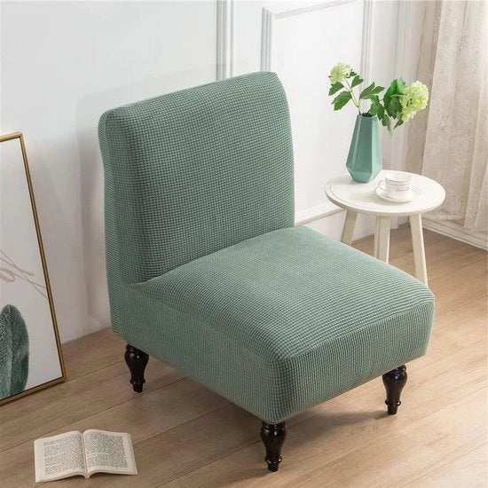 Fauteuil senza braccioli in verde oliva - Jacquard suède - Lavabile - Stirato - Ideale per hotel, caffè e salotto