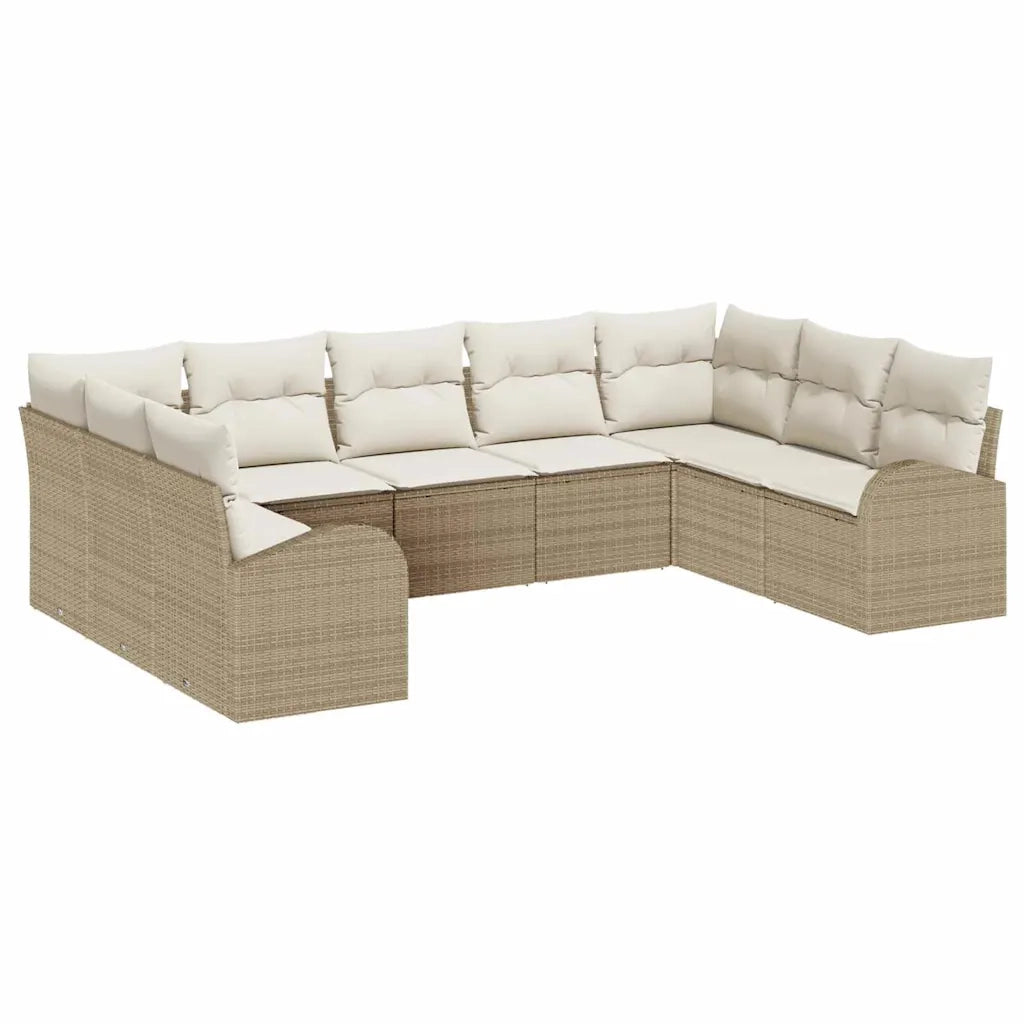 Set di divani con cuscino 9 pcs Beige Rattan in Polipropilene