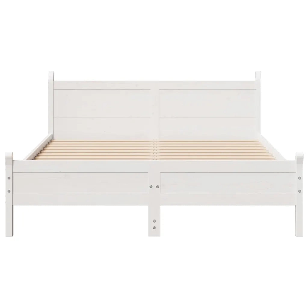 Letto senza Materasso Bianco 160x200 cm Legno Massello di Pino 855586
