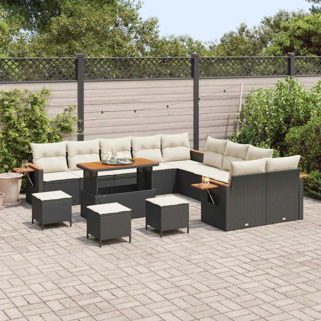Set Divano da Giardino 14 pcs Nero polyrattan 3363110
