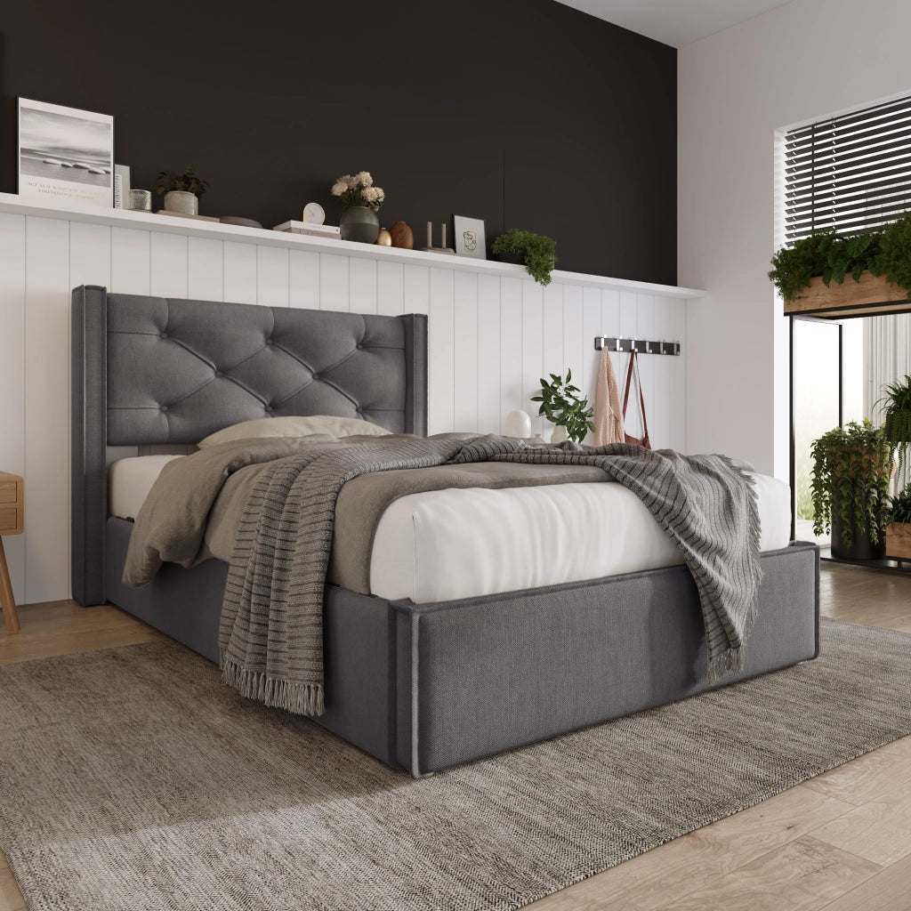 letto imbottito cotone grigio 90 x 200 cm