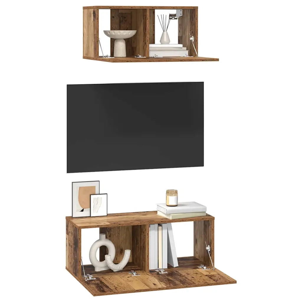 vidaXL Set mobile TV 2 pcs Legno vecchio 80 x 30 x 30 cm