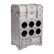Baule portabottiglie in legno grigio 41x30x64h