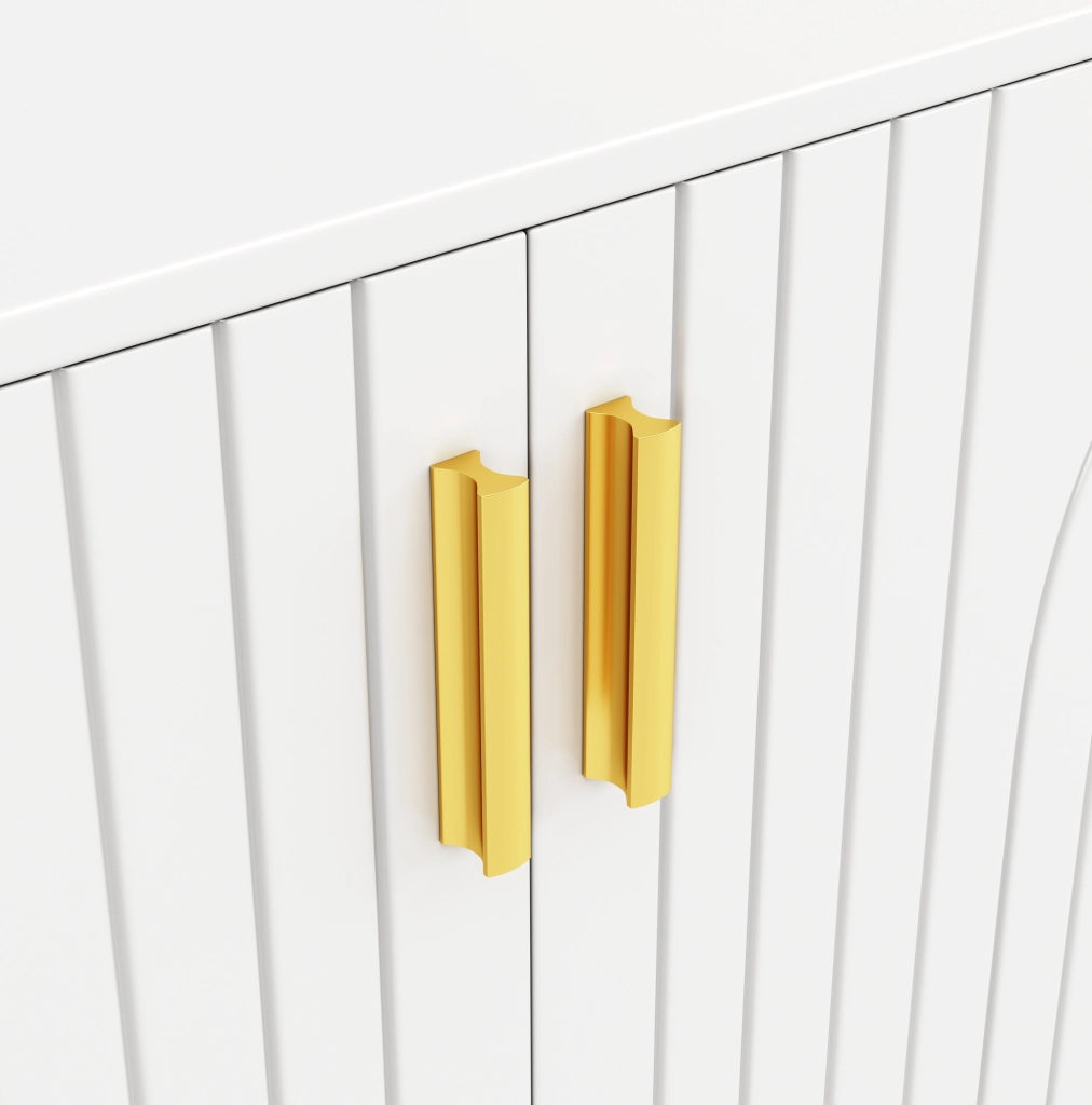 Credenza 152x40 cm; design ondulato con 2 ante; MDF; bianco