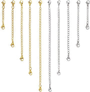Verlengkettinge in acciaio inossidabile 10 pezzi - rivestimento 18K oro/argento - diverse misure - chiusure - esperienza di portata confortevole - catena per collana