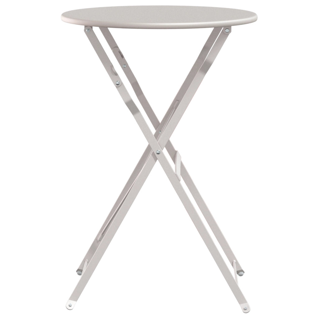 Tavolo da Bistrot Pieghevole Beige Ã˜50x71 cm in Acciaio Zincato