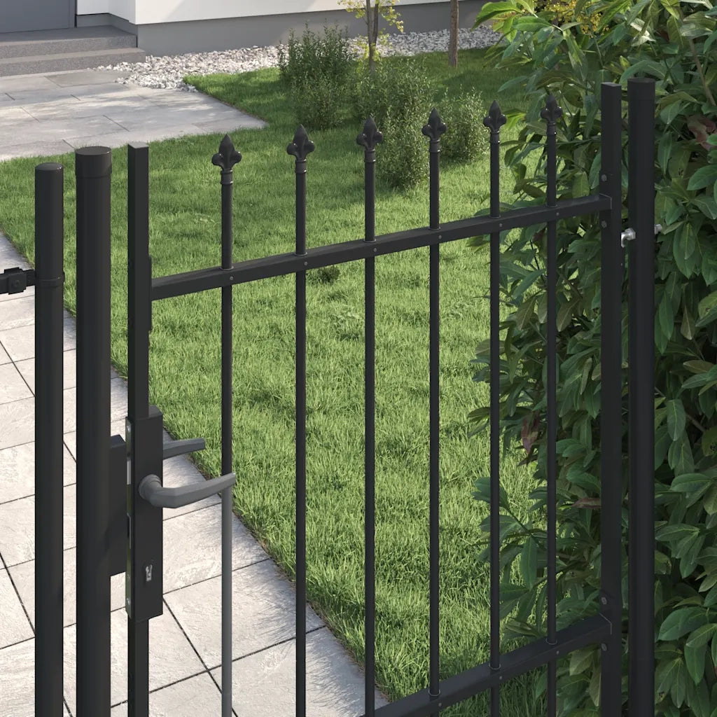 Cancello per recinzione Boxtel porta singola con punta in acciaio 1x1,5 m Nero 146034
