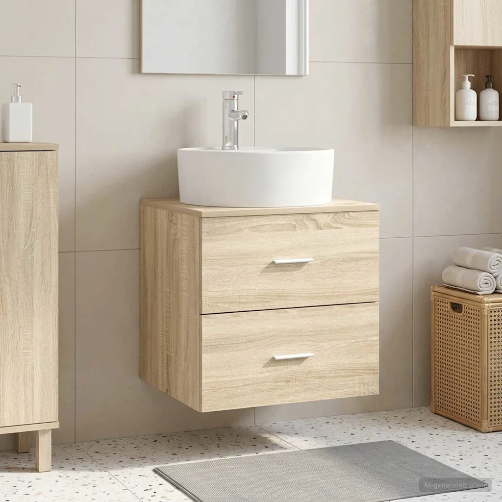 Mobile Lavabo da Parete Rovere Sonoma 49,5 x 44,5 x 65 cm