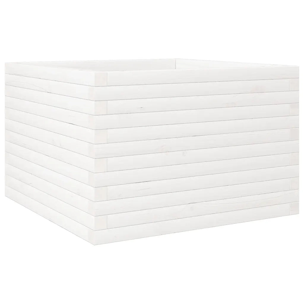 Fioriera | Cassetta per fiori | Vaso da Giardino Bianca 70x70x46 cm Legno Massello di Pino
