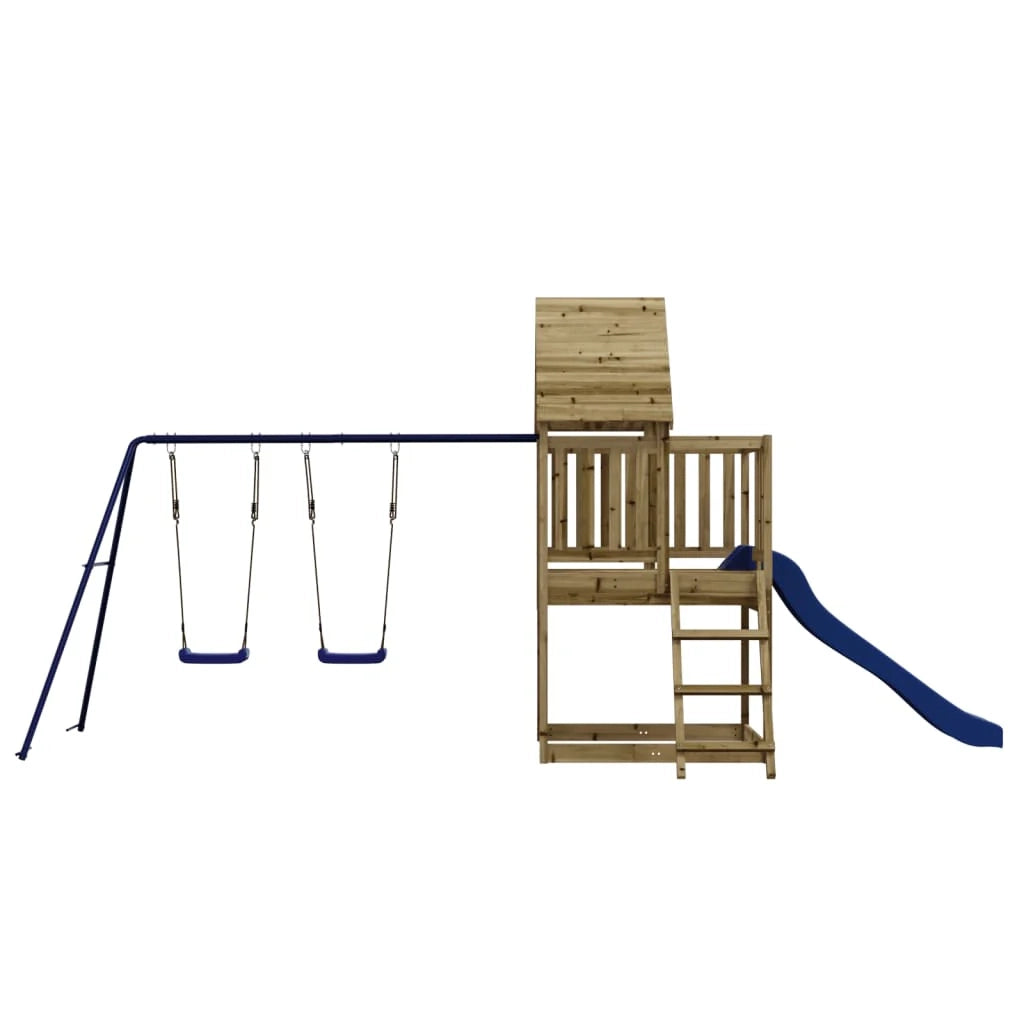 Area giochi all'aperto con altalene scivolo e robuste strutture per arrampicarsi  giochi da giardino 564 x 235 x 228 cm legno di pino impregnato 02_0004819