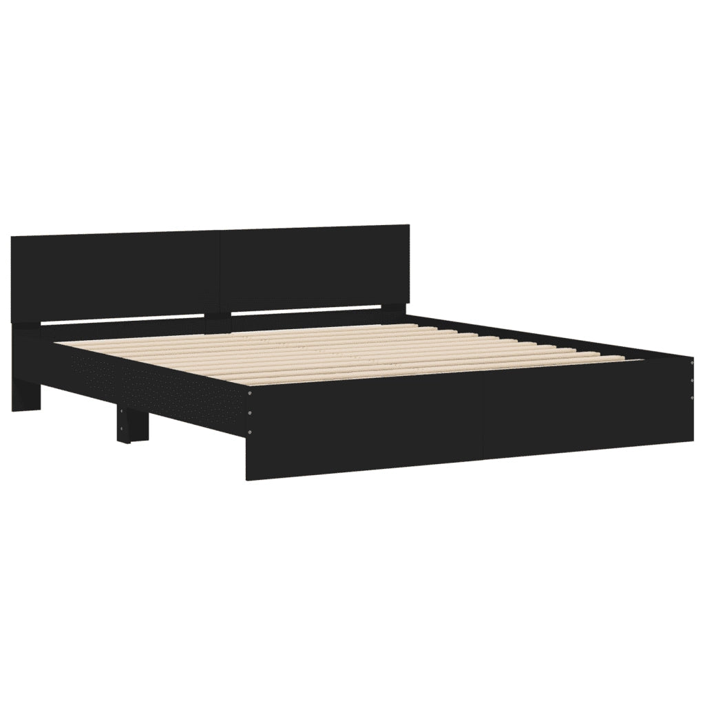 Giroletto con Testiera Nero 200x200 cm 3207456